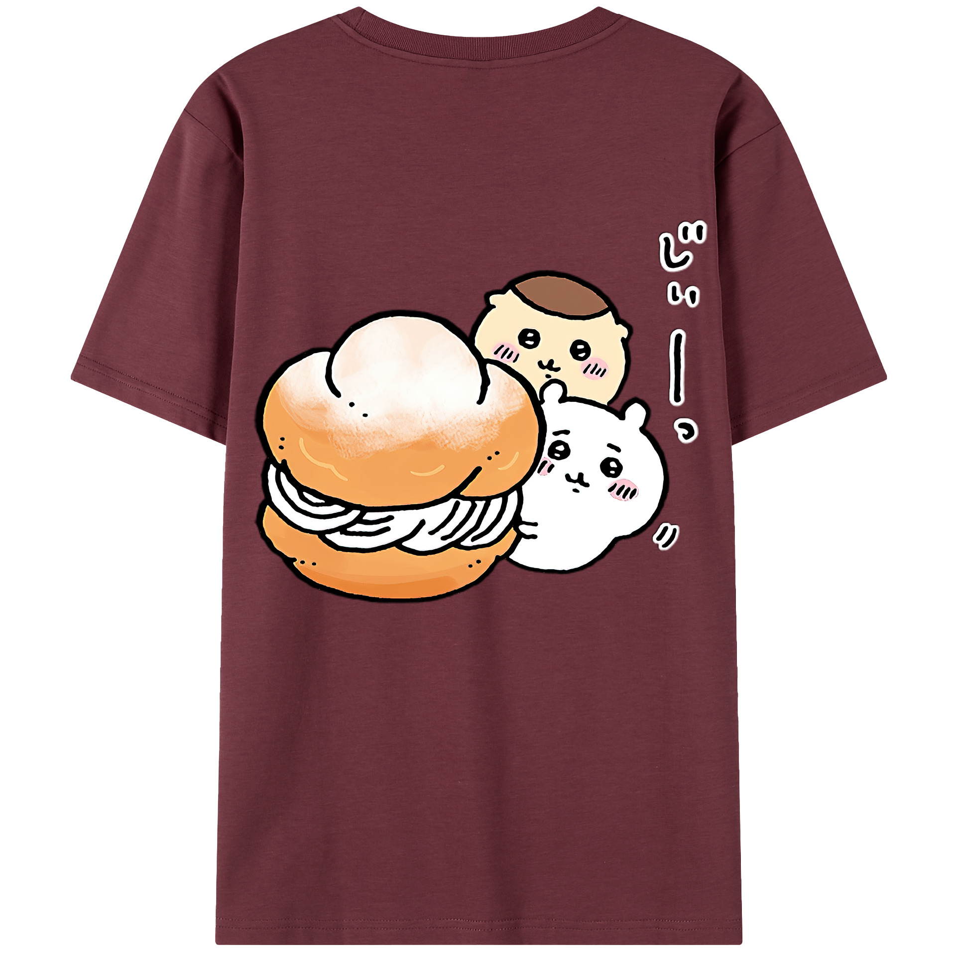 （画像用） ちいかわ くりまんじゅう Chii-kawa kuri manjū 綿100％半袖Tシャツ（背面プリント）